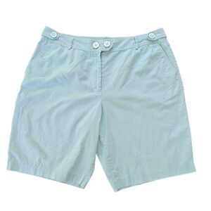 Vtg Talbots Seafoam Green Stripe Seersucker Shorts 16 PETITE Coastal Preppy